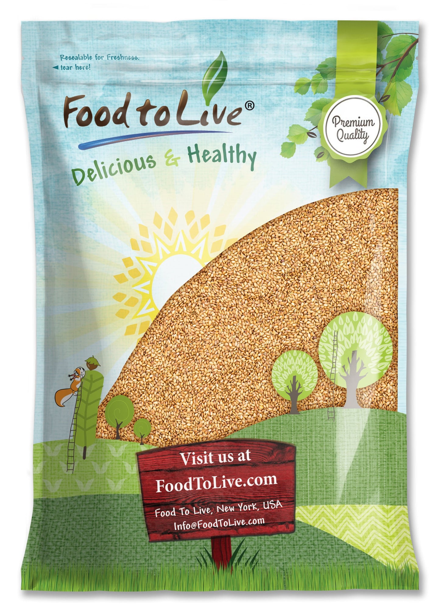 Golden Flax Seeds – Premium Whole Flaxseeds for Nutritious Recipes, Baking, and Snacking - Rich in Omega-3, Fiber, Protein, Essential Nutrients. Raw, Vegan, Kosher, Bulk. Semillas de Linaza