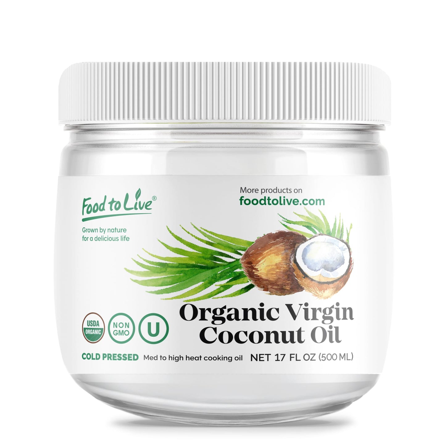 Organic Virgin Coconut Oil, 17 fl oz (500 ml) - by Food To Live