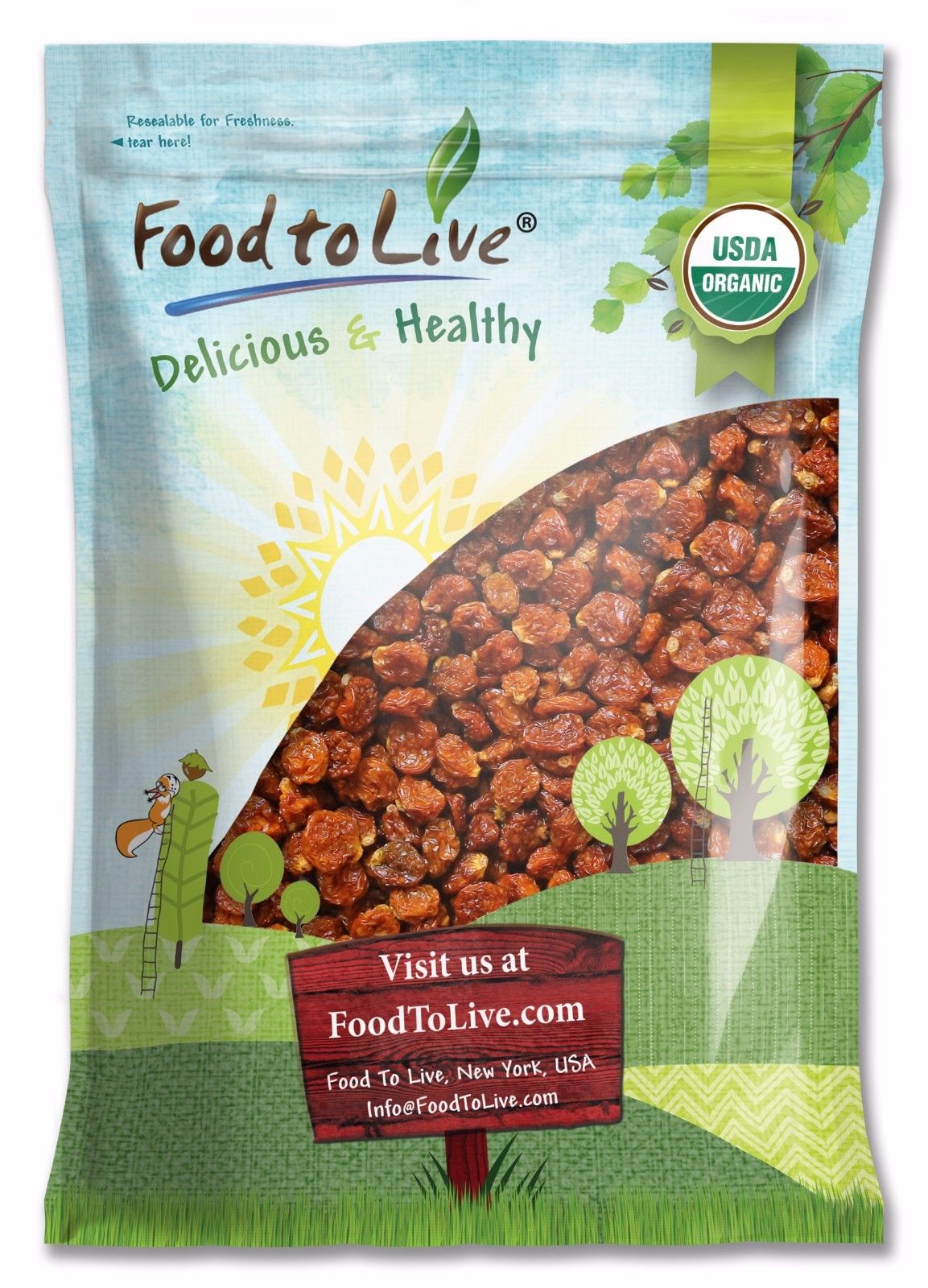 Organic Dried Golden Berries - Non-GMO, Kosher, Raw, Vegan, Bulk - by Food to Live