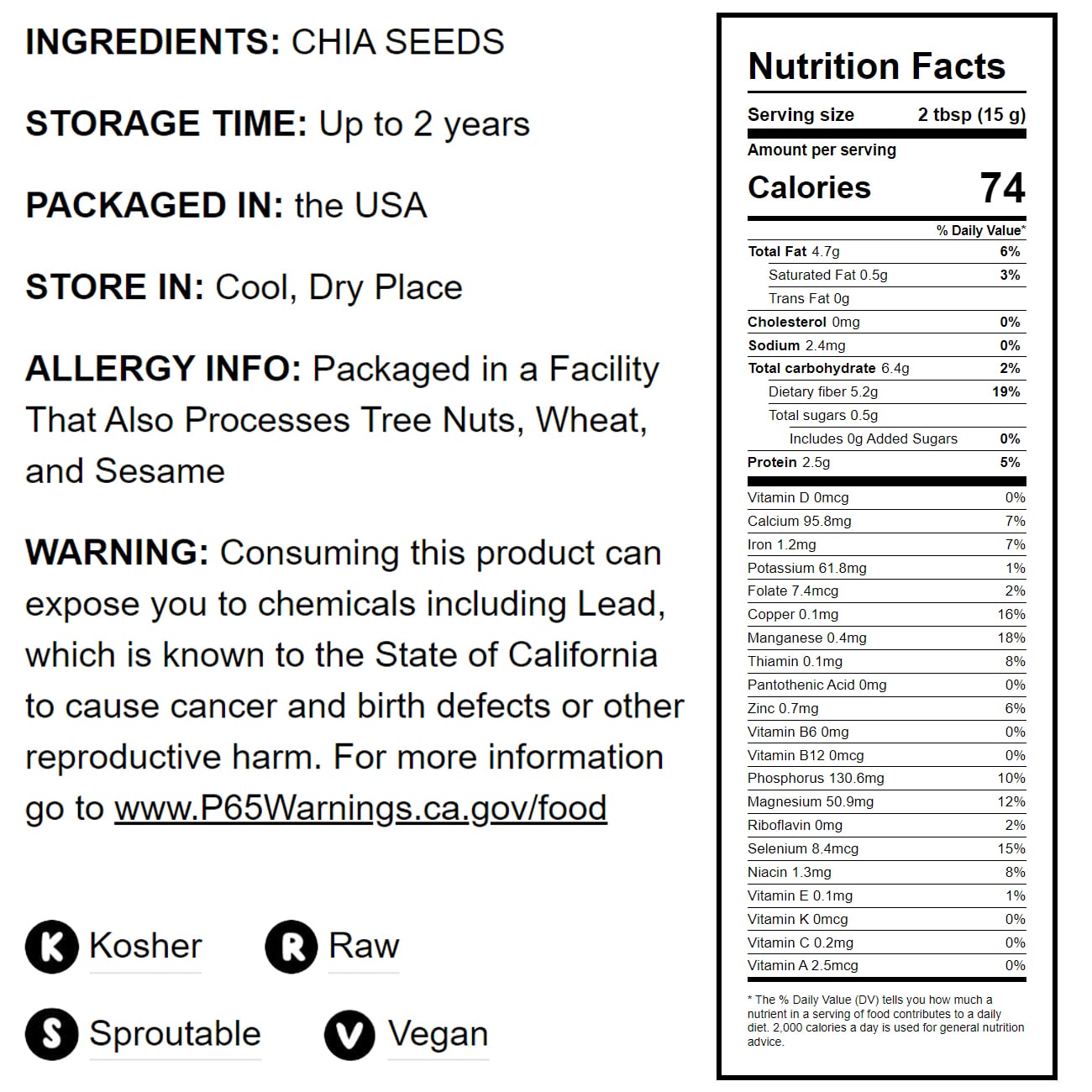 Black Chia Seeds - by Food To Live
