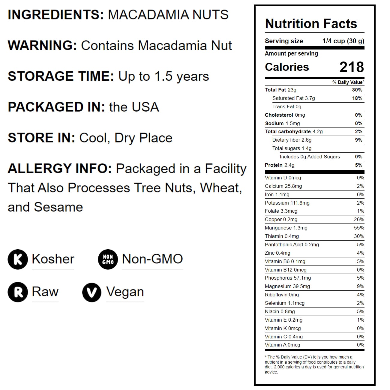 Whole Macadamia Nuts - by Food To Live