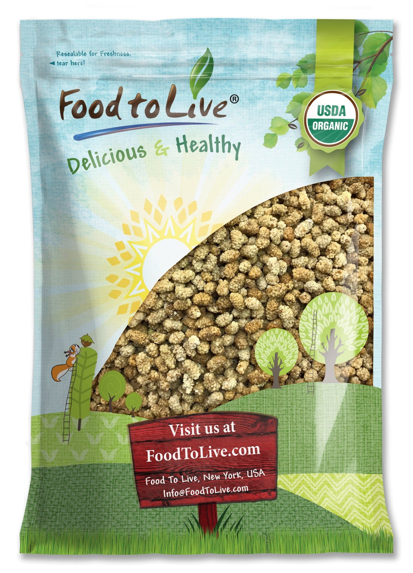 Organic Dried White Mulberries - by Food To Live