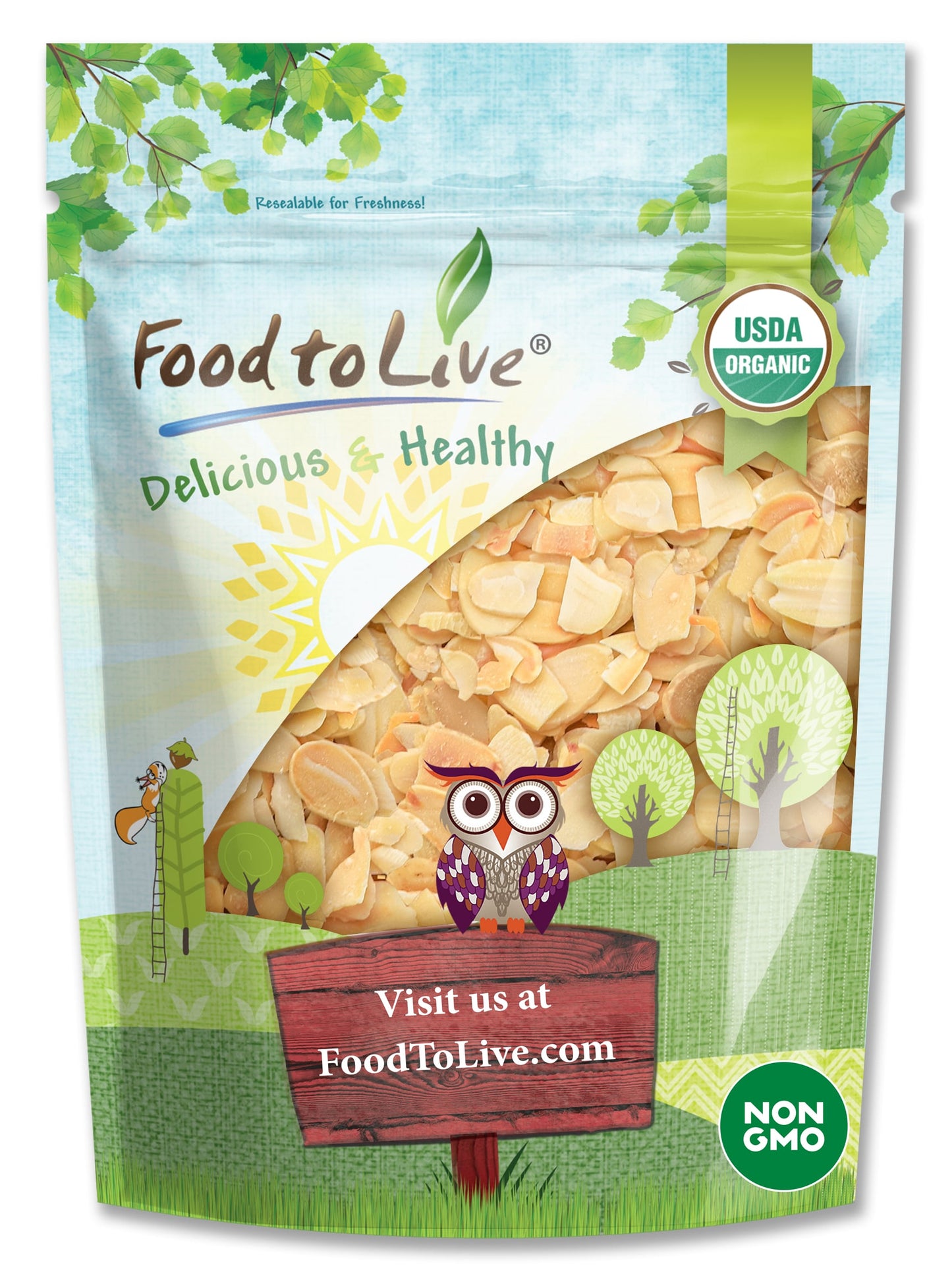 Organic Toasted and Salted Blanched Sliced Almonds - by Food To Live