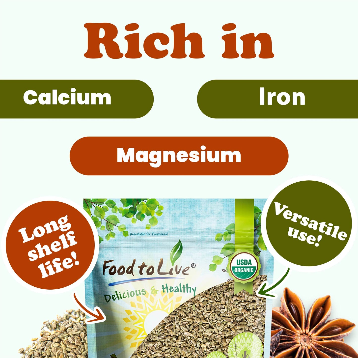 Organic Anise Seeds - by Food To Live