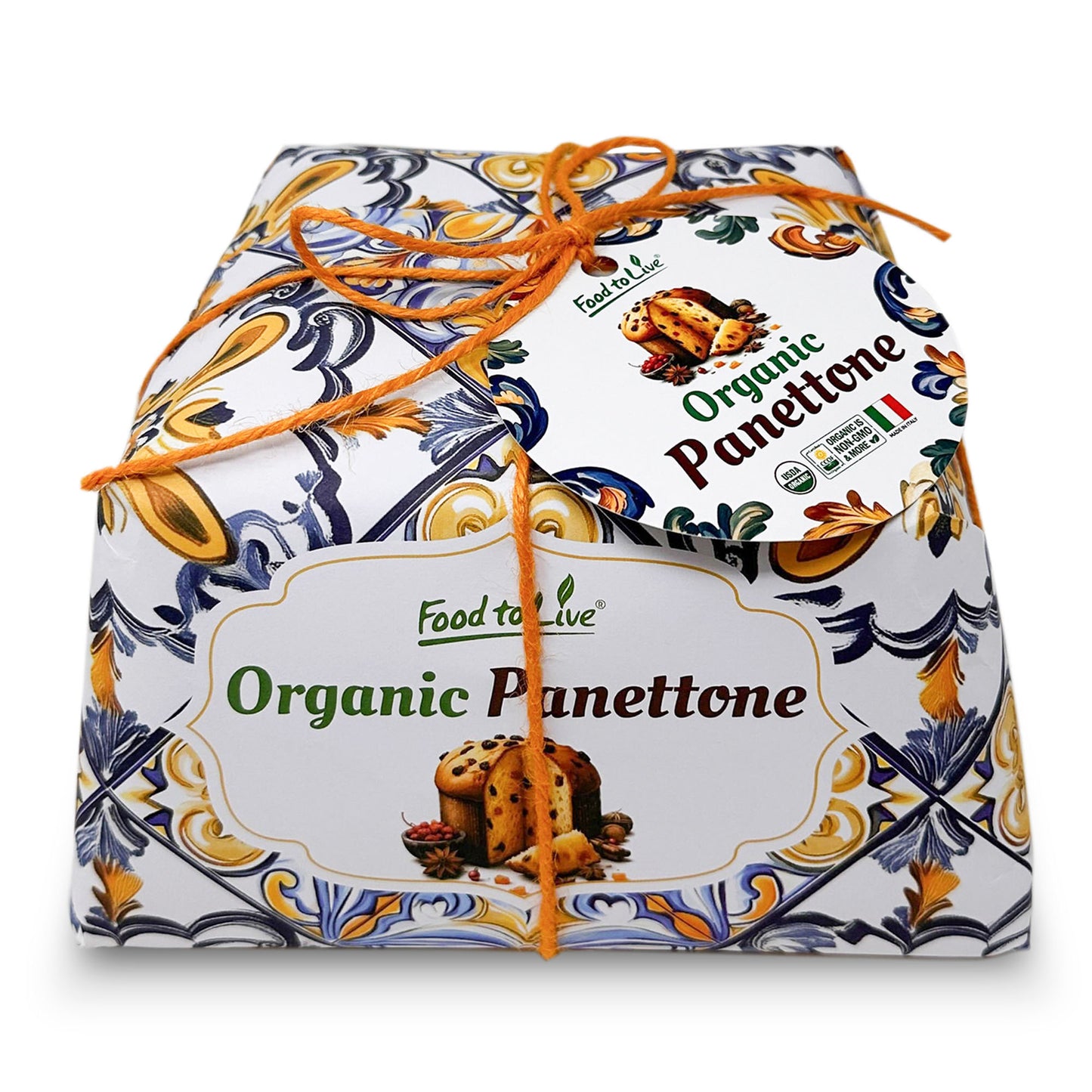 Food to Live Organic Italian Panettone - Authentic Artisan-Made, Traditional Holiday Cake with Raisins and Candied Orange Peel - Perfect for Gifts - Hand-wrapped - Non-GMO - 750g (1.65 lb)