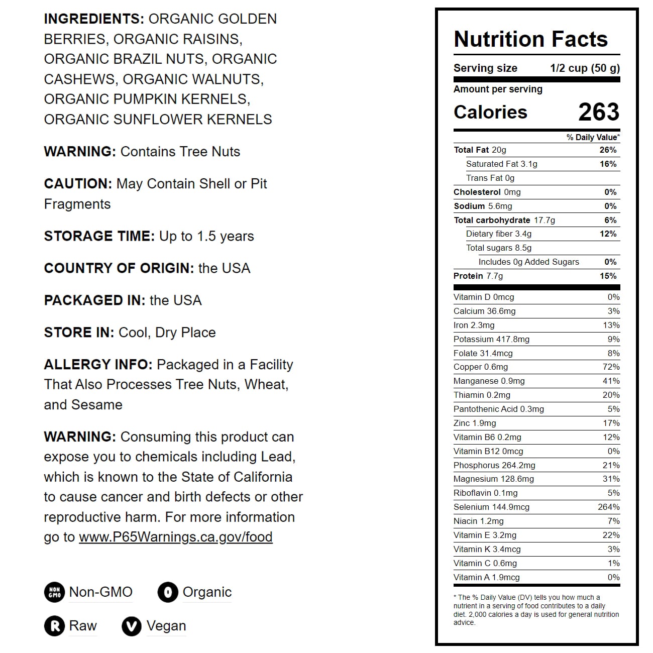 Organic Vitality Snack Mix - by Food To Live