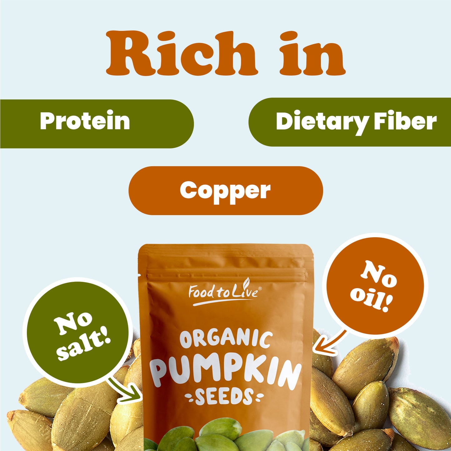 Organic Dry Roasted Pumpkin Seed Kernels - by Food To Live