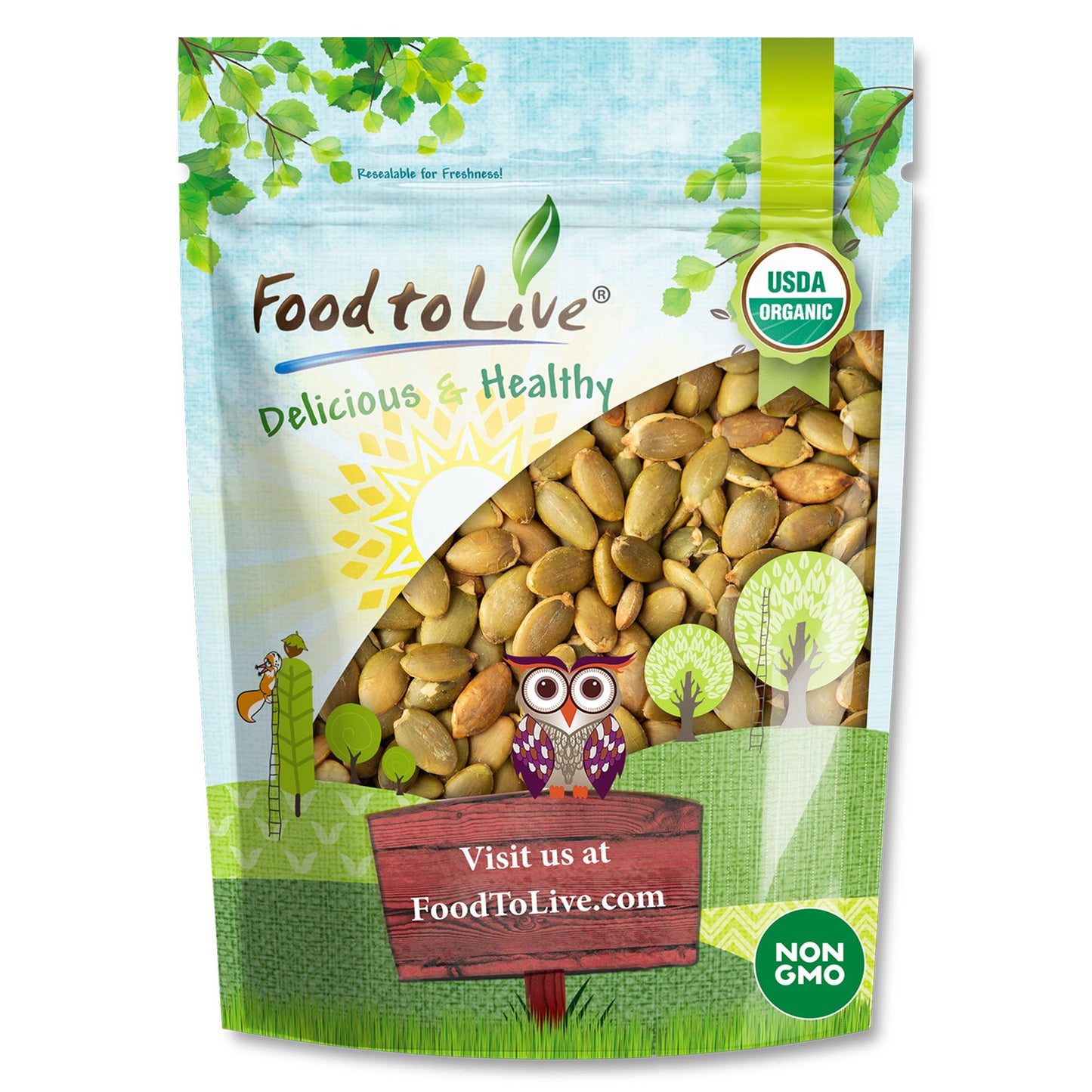 Organic Dry Roasted Pumpkin Seeds with Himalayan Salt - by Food To Live