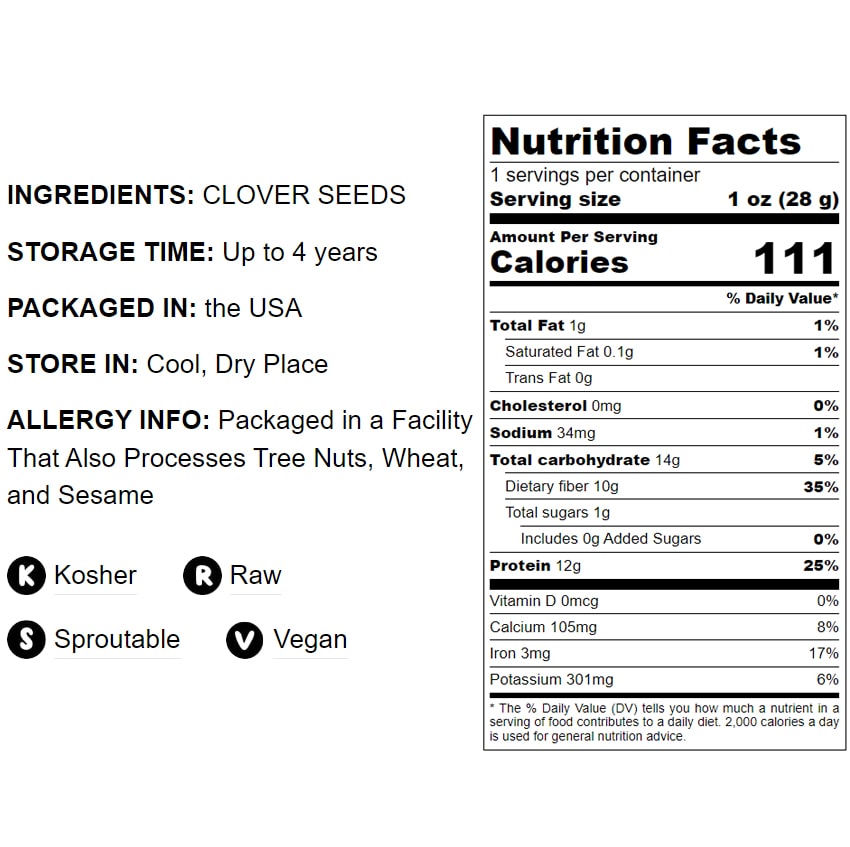 Clover Seeds for Sprouting - by Food To Live