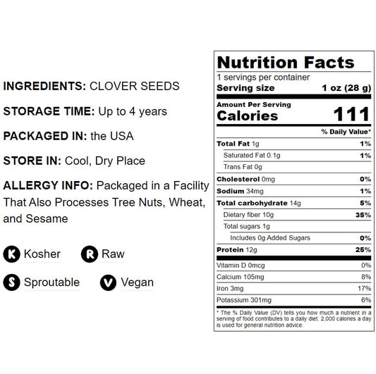 Clover Seeds for Sprouting - by Food To Live