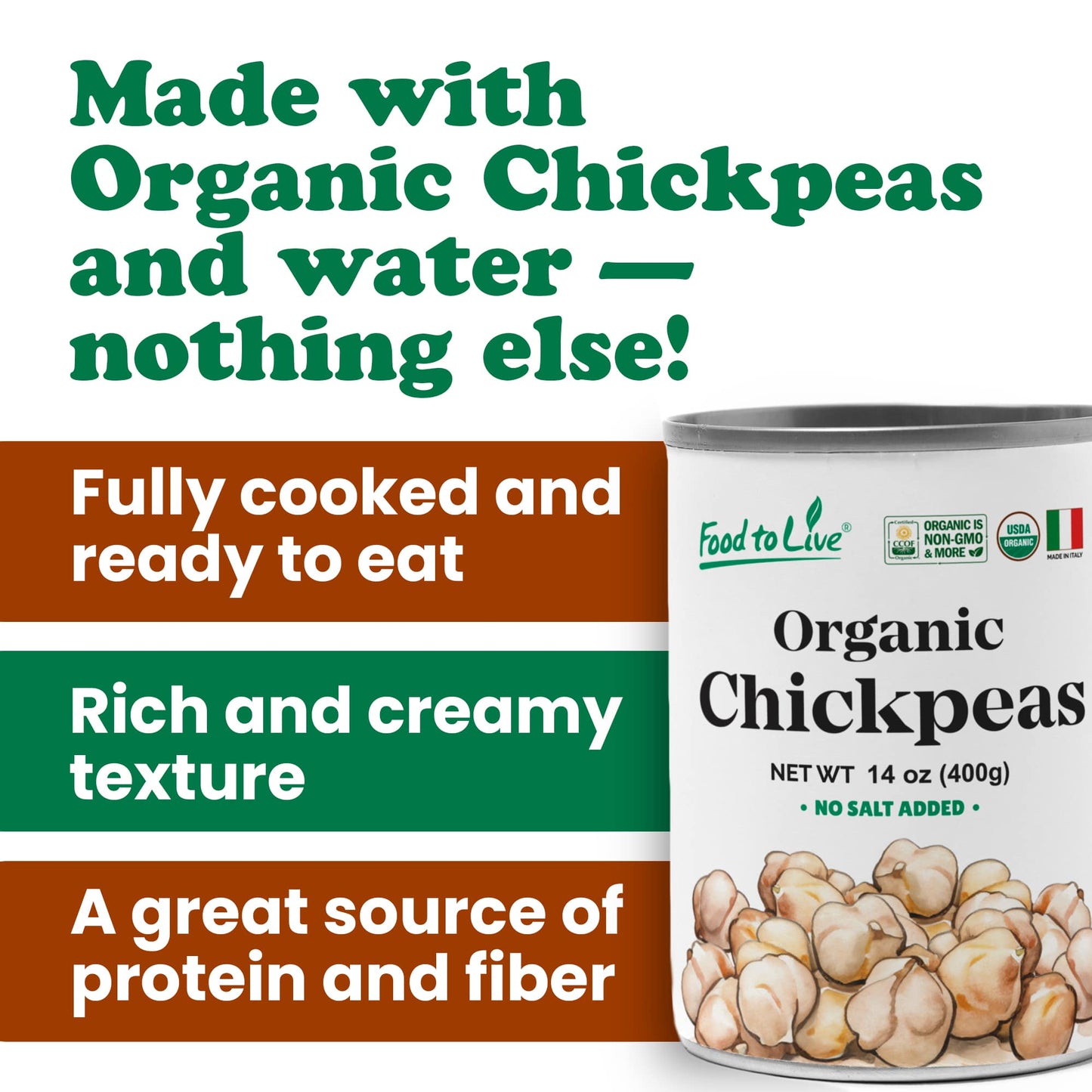 Organic Canned Chickpeas - by Food To Live
