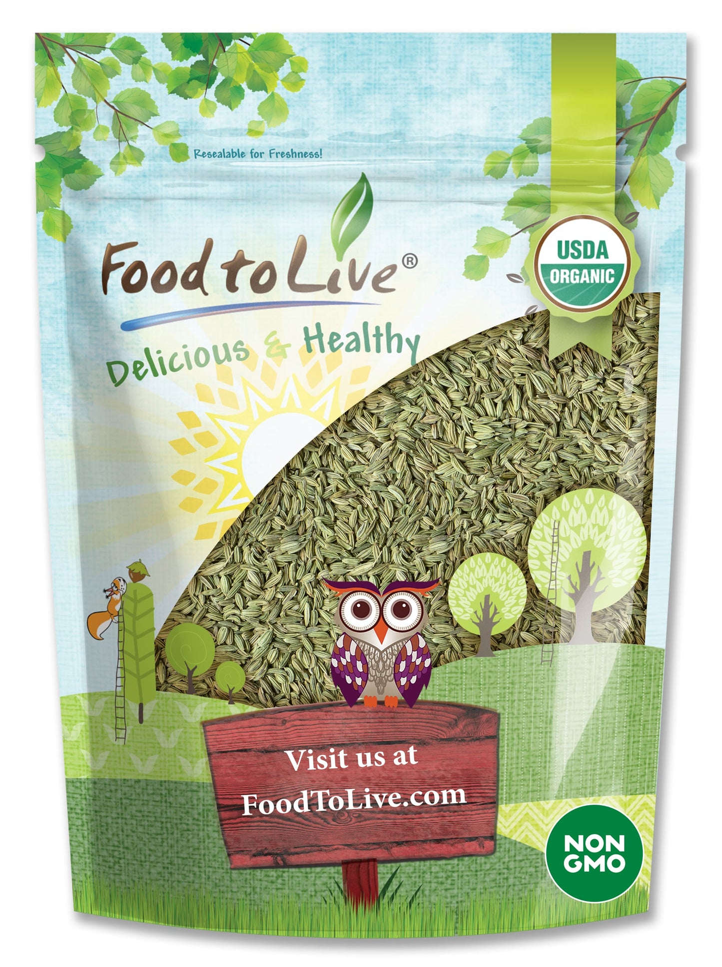 Organic Fennel Seeds - by Food To Live
