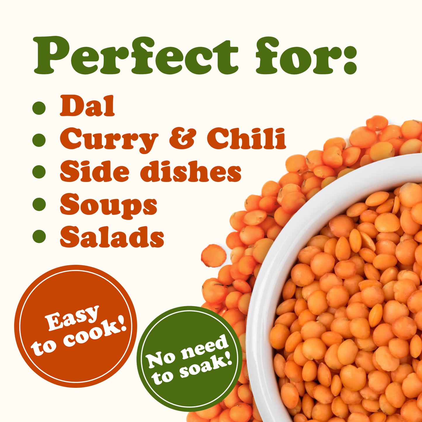 Organic Red Lentils (Football) - by Food to Live