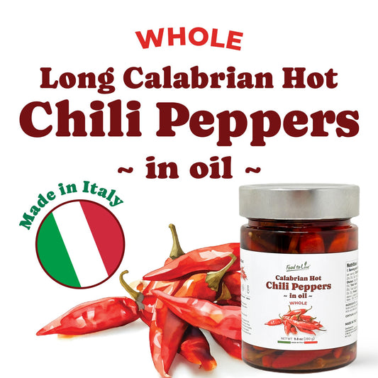 Whole Long Calabrian Hot Chili Peppers in Oil, 280 g - Spicy and Savory