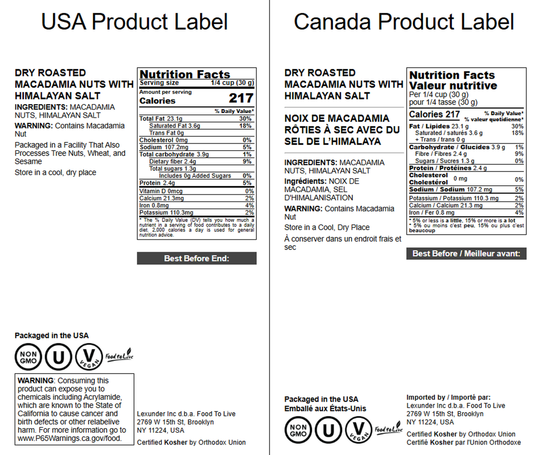 Organic Dry Roasted Whole Macadamia Nuts with Himalayan Salt - by Food To Live