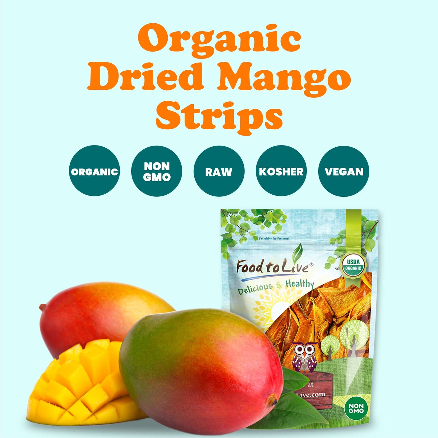 Organic Dried Mango Strips - by Food To Live