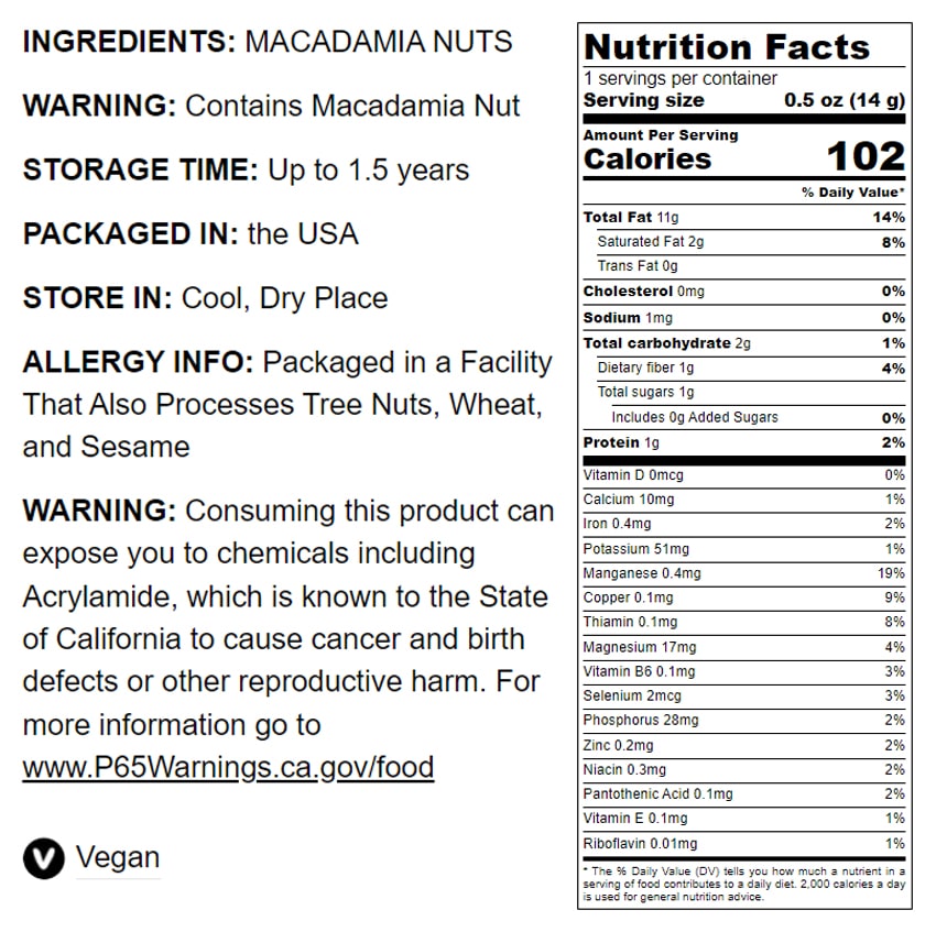 Dry Roasted Macadamia Nuts - by Food To Live