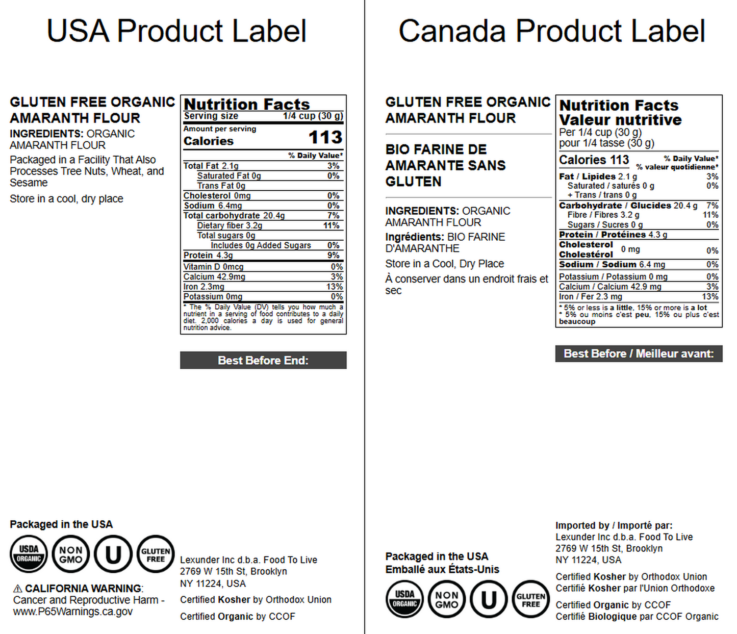 Gluten Free Organic Amaranth Flour – Non-GMO Whole Grain Flour, Vegan Fine Meal, Bulk Powder. High in Fiber, Protein. Great for Cooking, Baking, and as Thickener. Made in USA