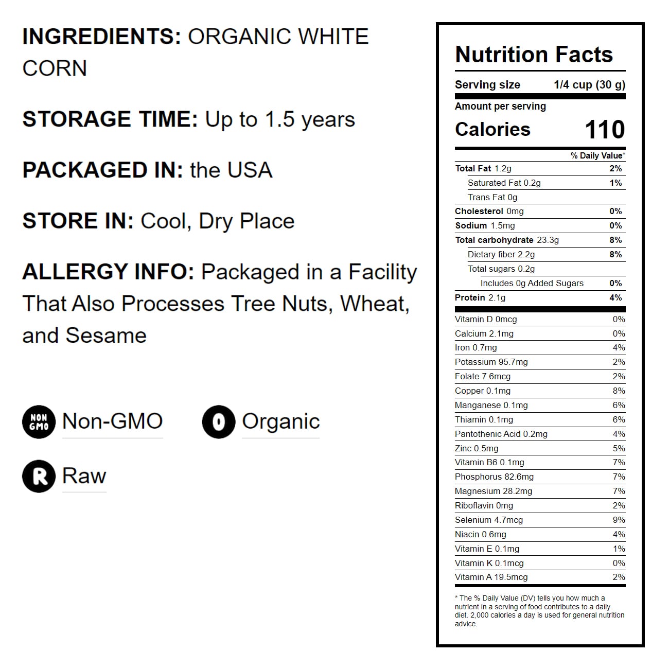 Organic White Polenta - by Food To Live