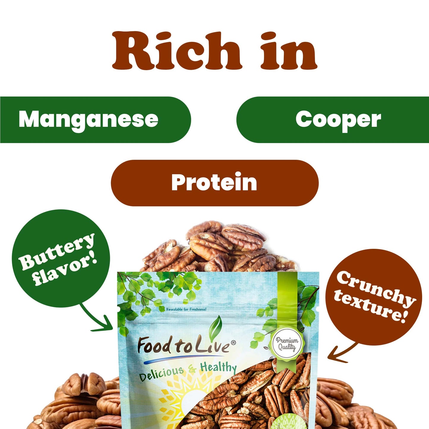 Pecan Halves - by Food To Live