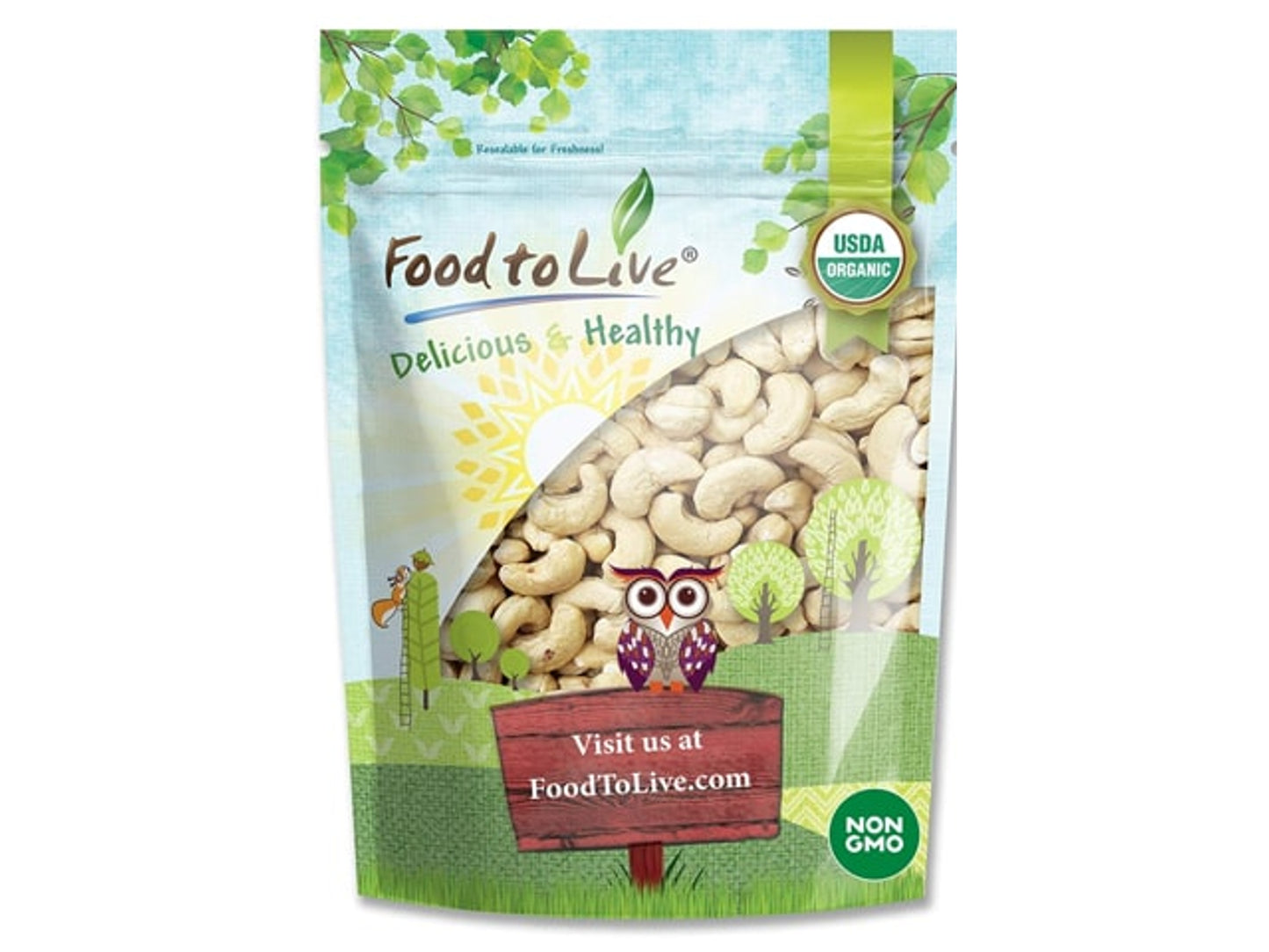 Organic Cashews - Whole, Size W-320, Unsalted - by Food To Live