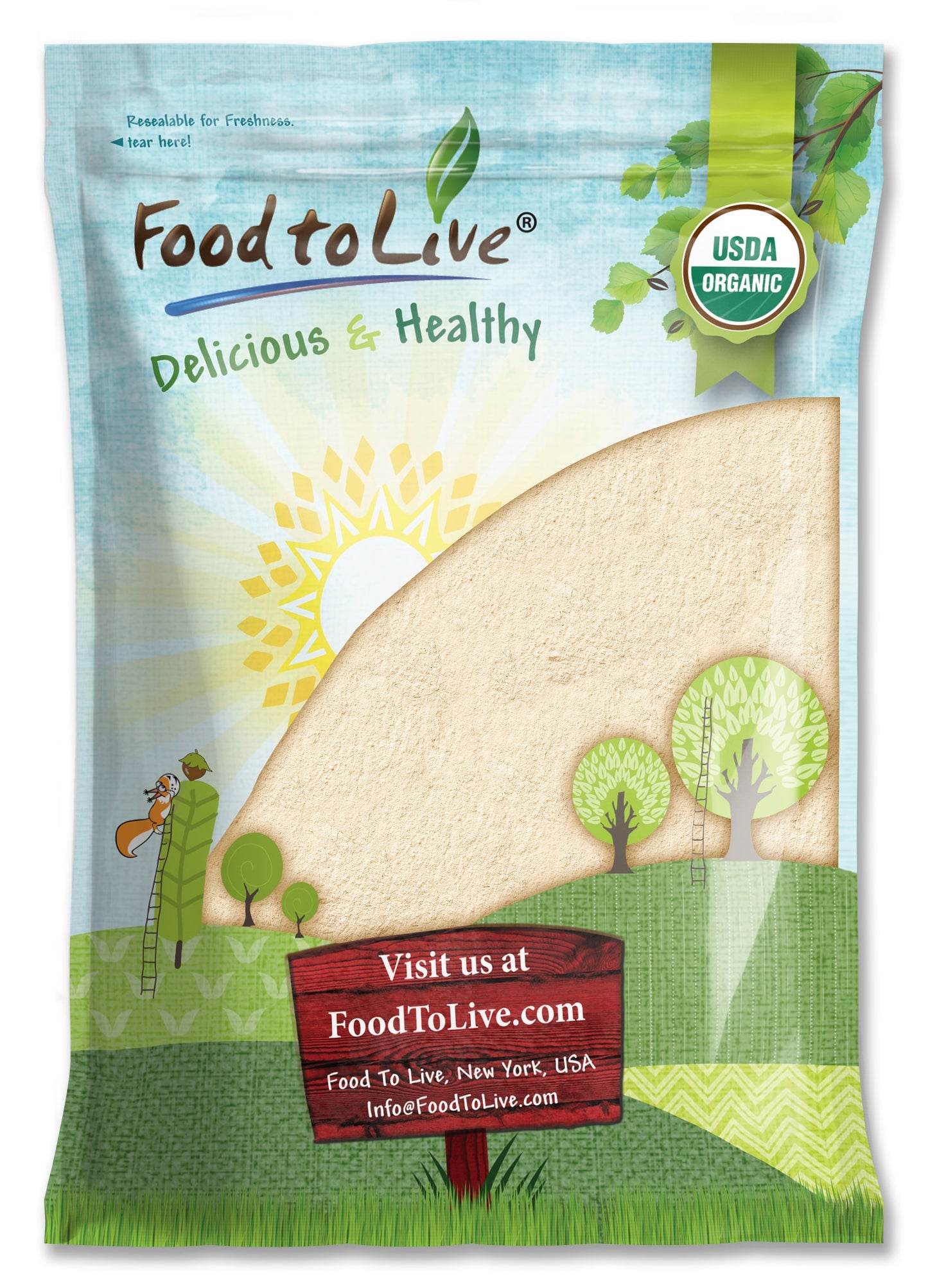Organic Dried Green Banana Powder - Non-GMO, Whole Fruit Flour, Finely Ground, Pure, No Sugar Added, Unsulfured, Vegan, Bulk. Good Source of Resistant Starch and Prebiotic Fiber. Great for Baking