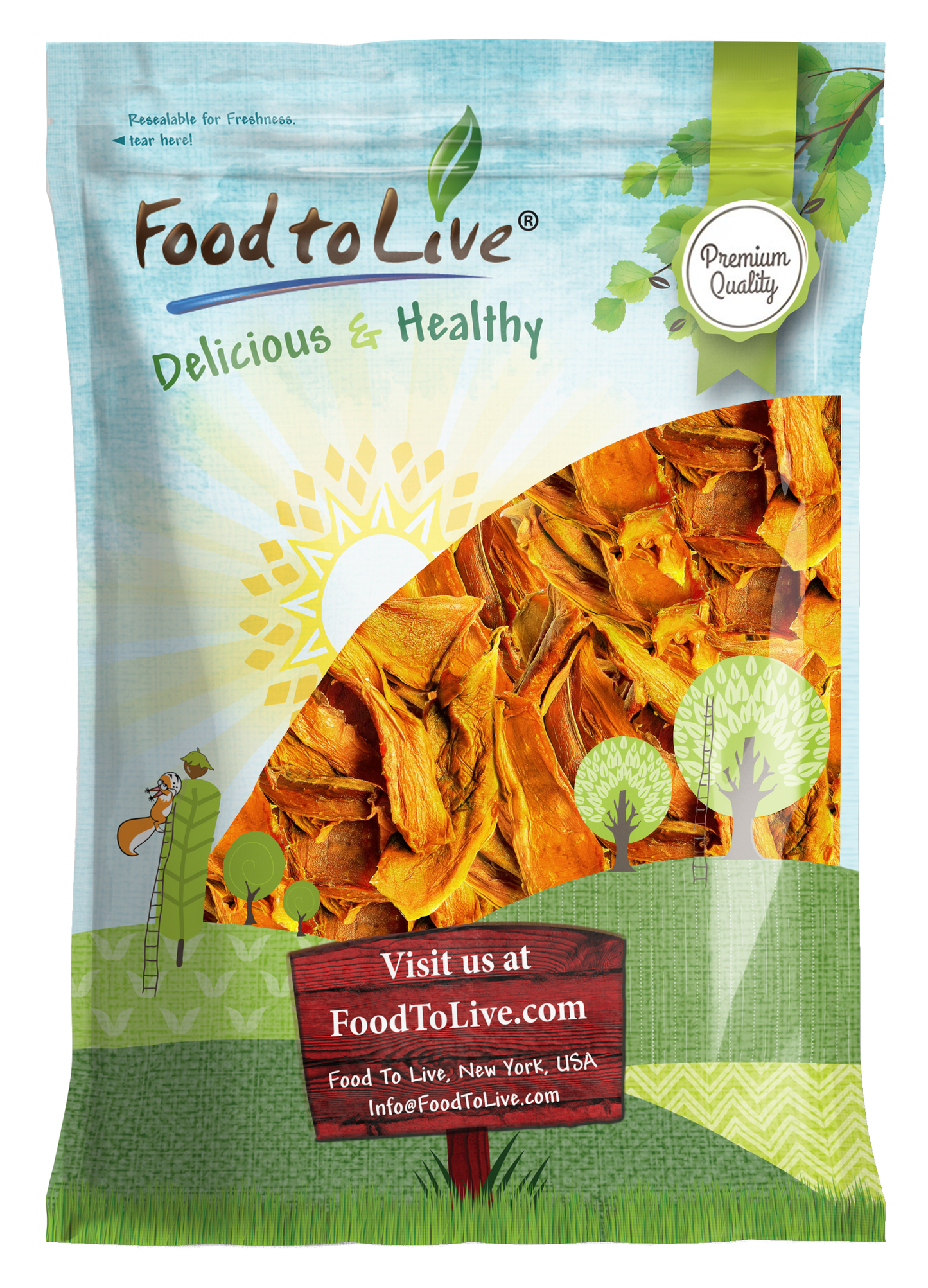 Dried Mango Strips – No Sugar Added. Vegan, Kosher, Bulk – by Food to Live