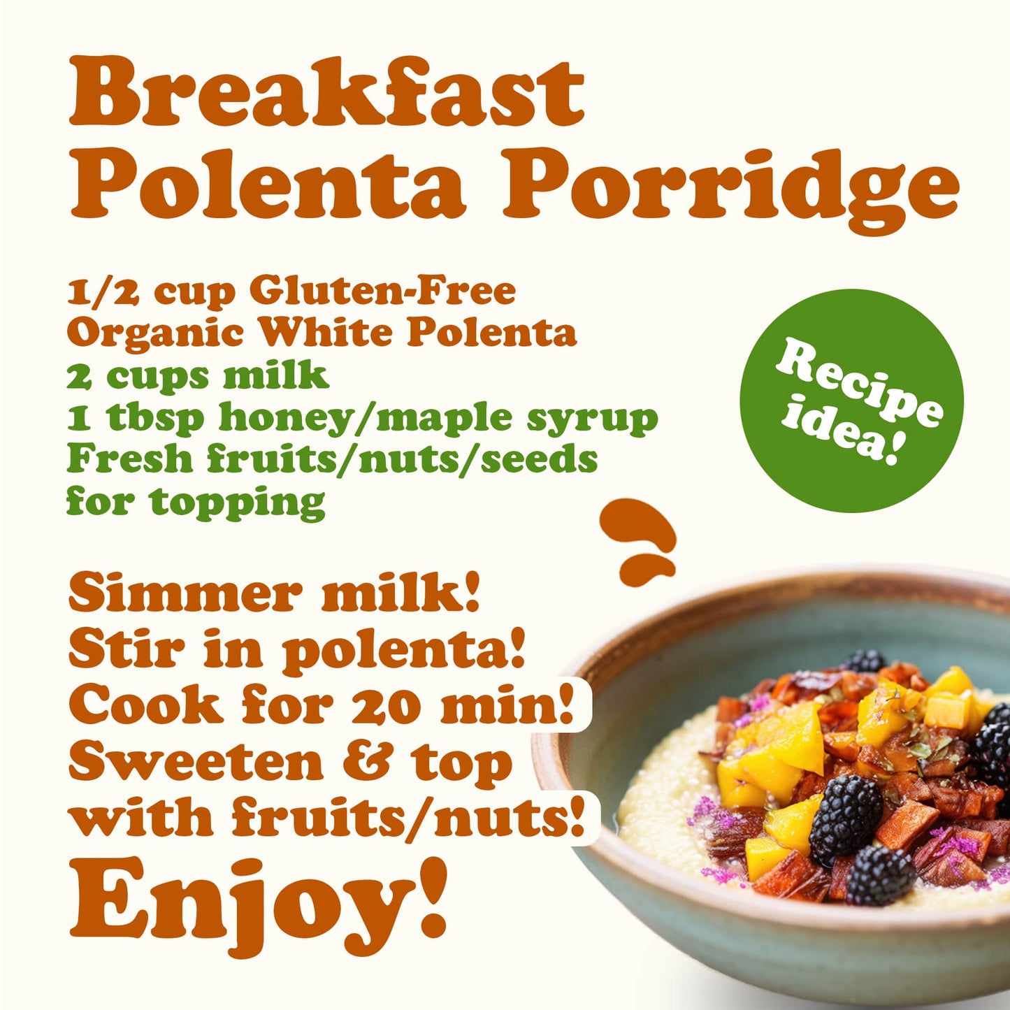 Gluten Free Organic White Polenta - by Food To Live
