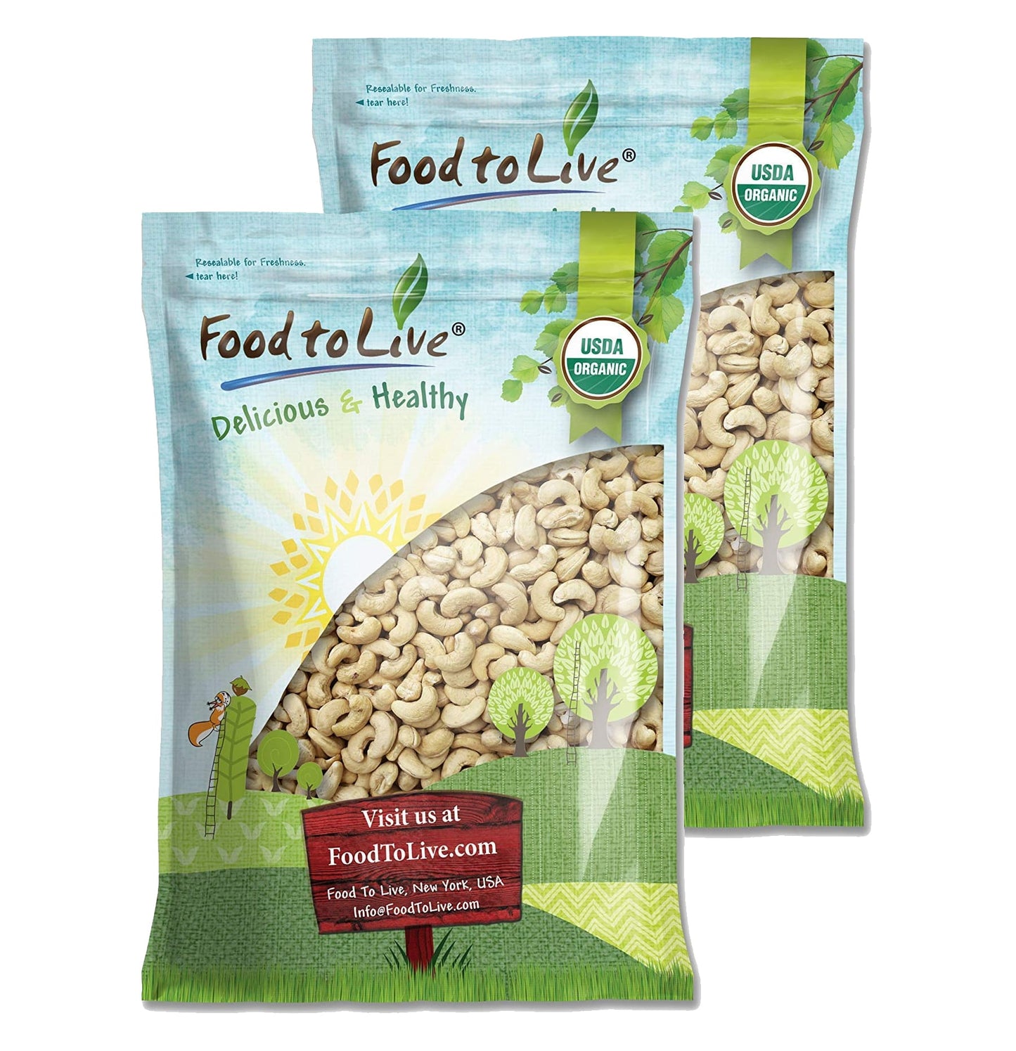 Organic Cashews - Whole, Size W-240, Unsalted - by Food To Live