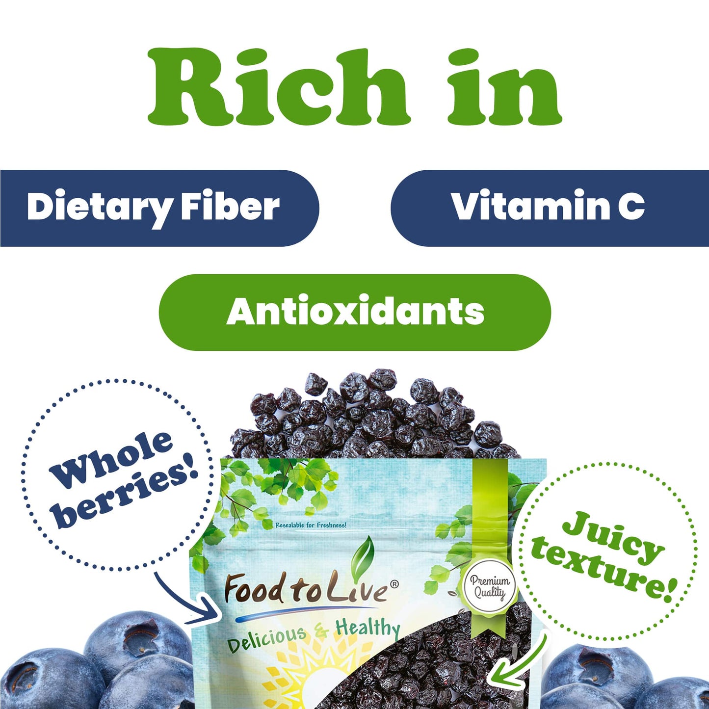 Dried Blueberries - by Food To Live