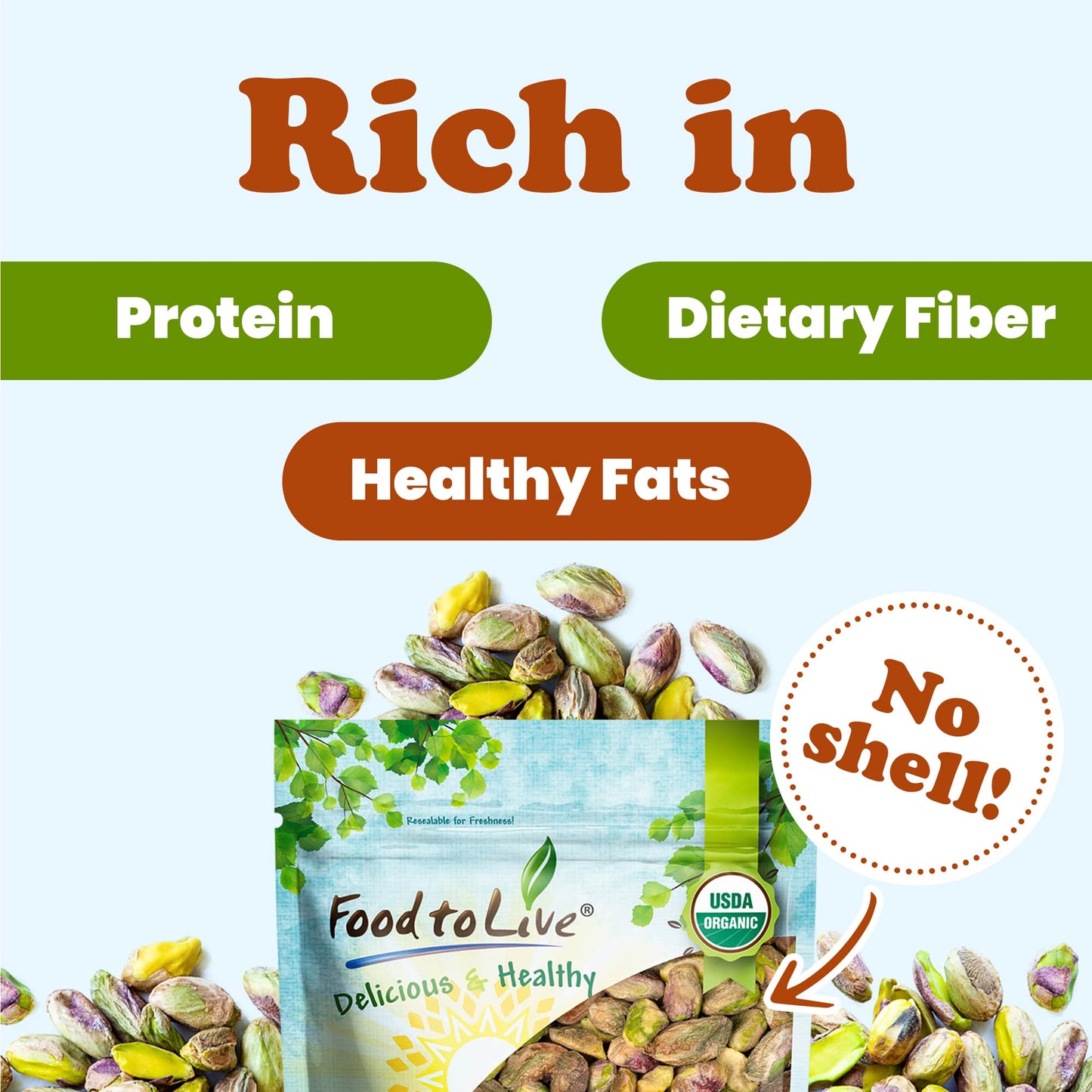 Organic Raw Pistachios - by Food To Live