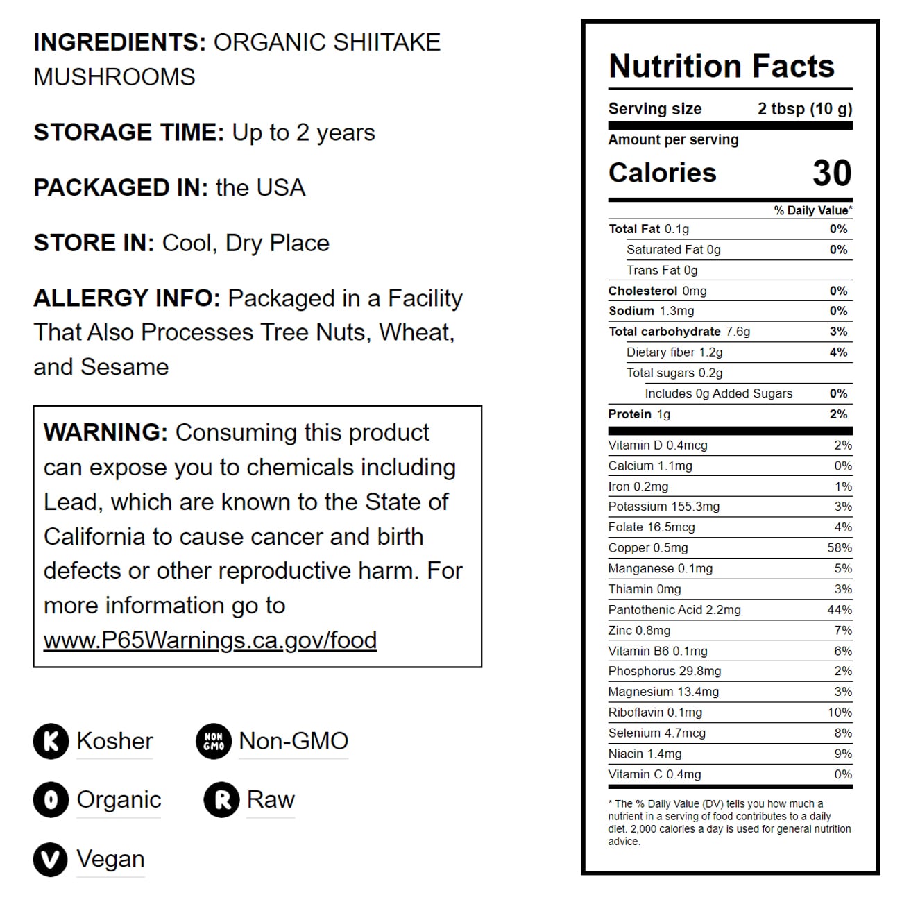 Organic Shiitake Mushroom Powder - by Food To Live