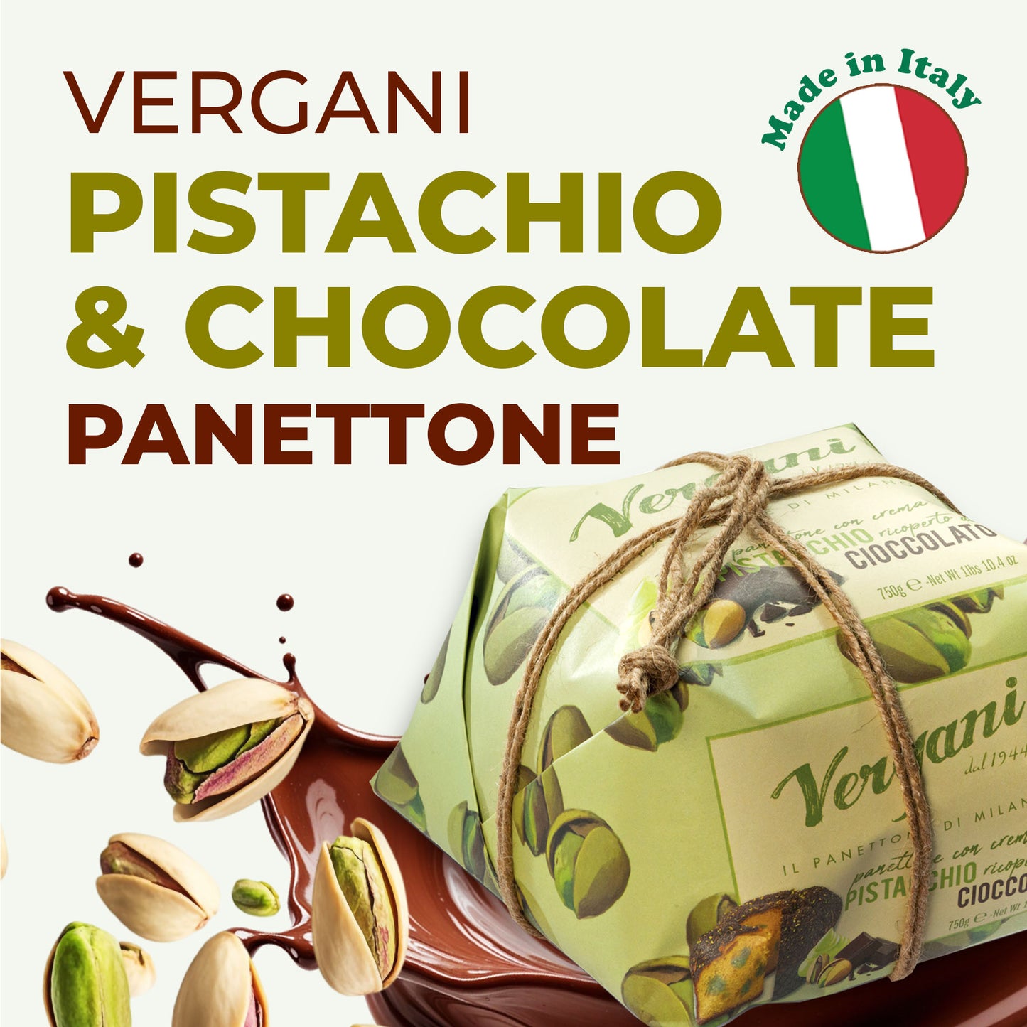 Vergani Pistachio and Chocolate Panettone - 750g (1.65 lb)