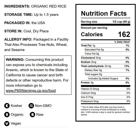 Organic Red Rice - by Food To Live
