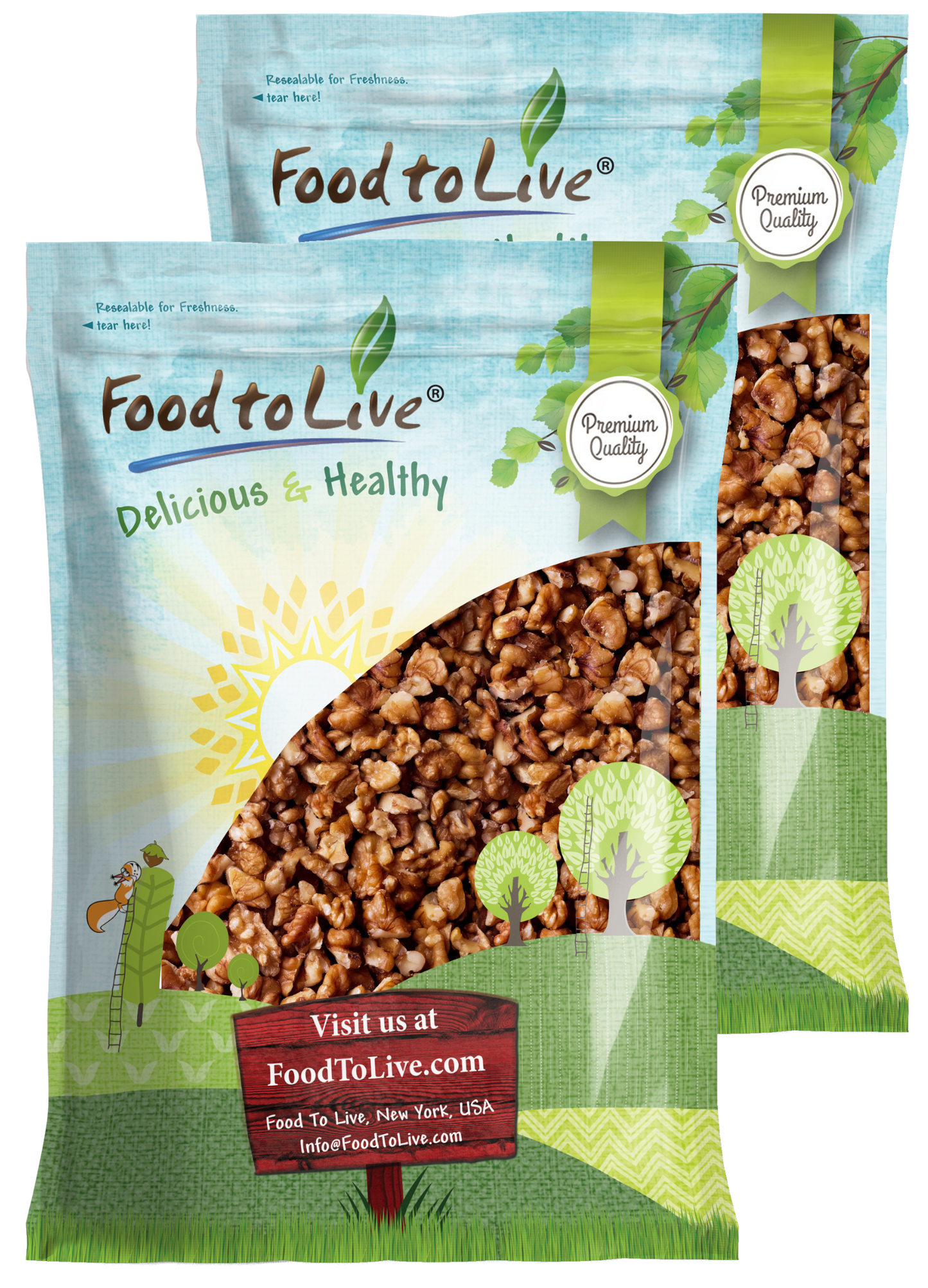 Walnuts, Halves and Pieces, Roasted – Vegan, Kosher, Bulk – by Food to Live