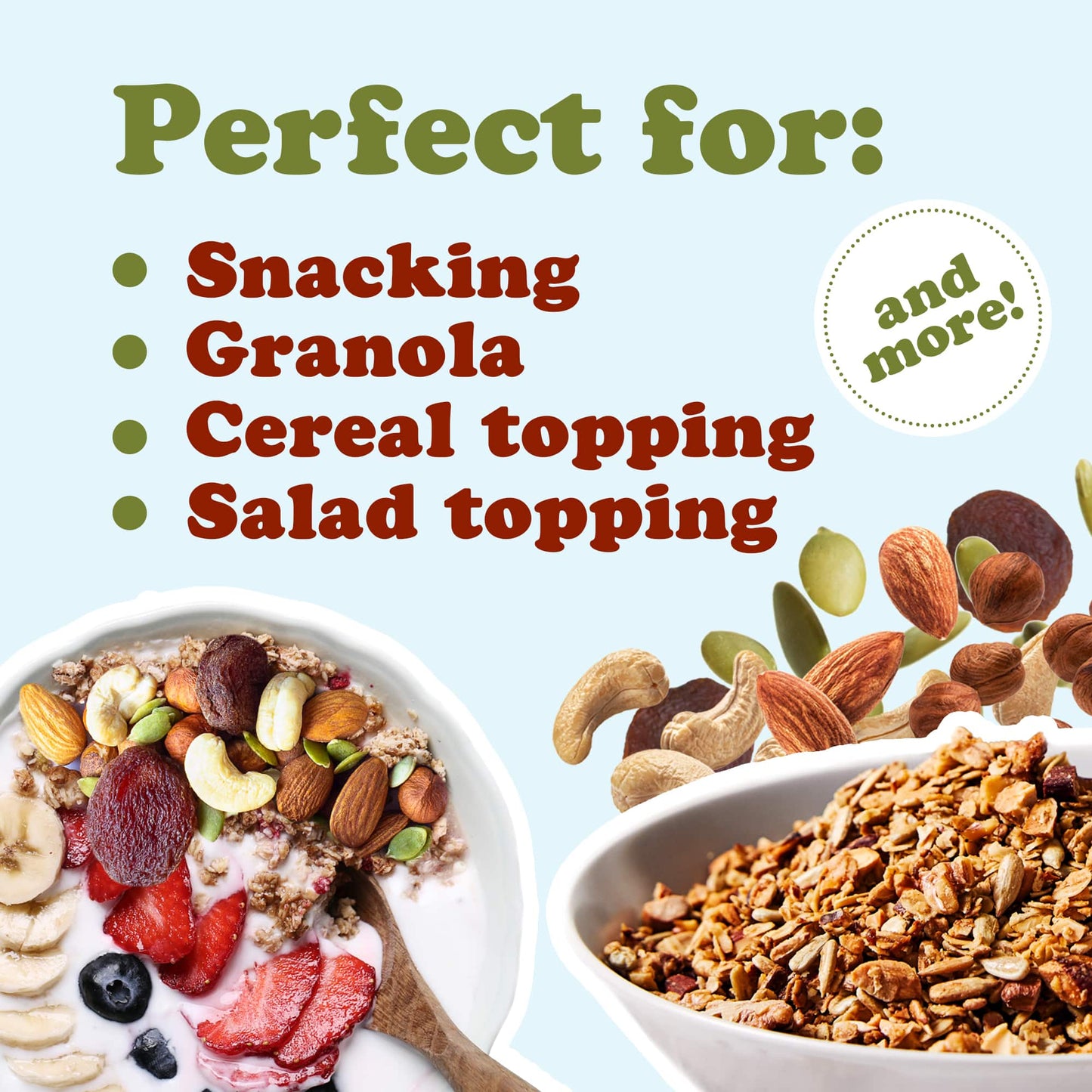 Organic Active Life Trail Mix — Raw and Non-GMO Snack Mix Contains Cashews, Pumpkin Seeds, Apricots, Hazelnuts, Almonds. Vegan, Kosher, Bulk