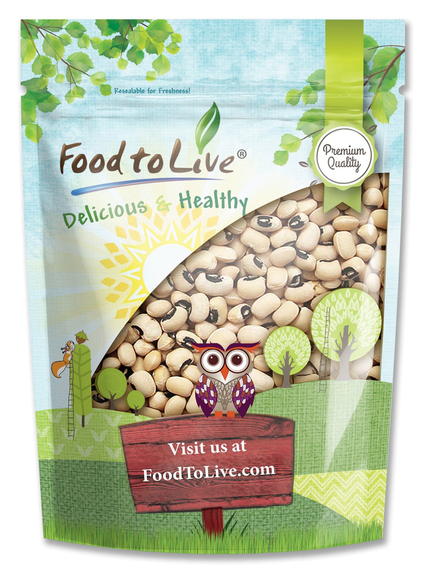 Black-Eyed Peas — Non-GMO Verified, Raw Dried Whole Cow Peas, Sproutable, Bulk. Easy to Cook. Great for Soups, Stews, Salads and Vegan Burgers