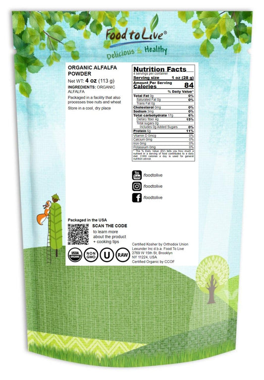 Organic Alfalfa Powder, 4 Ounces - by Food To Live