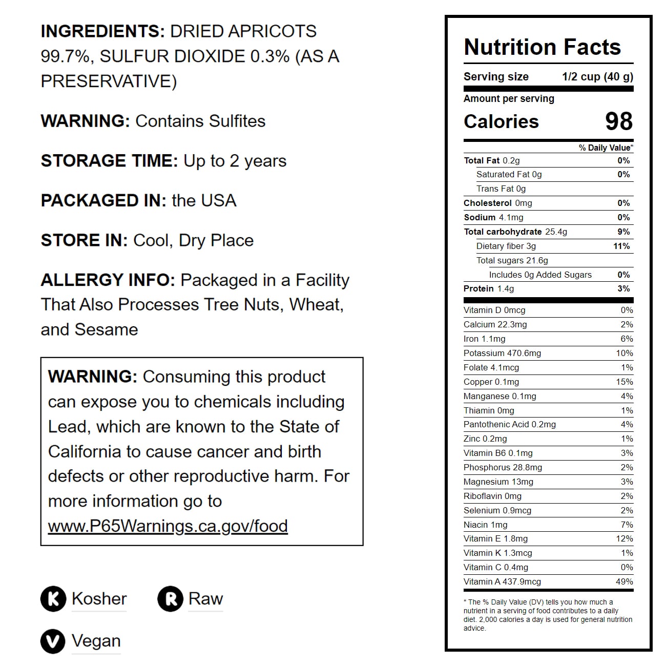 Dried Apricots - by Food To Live