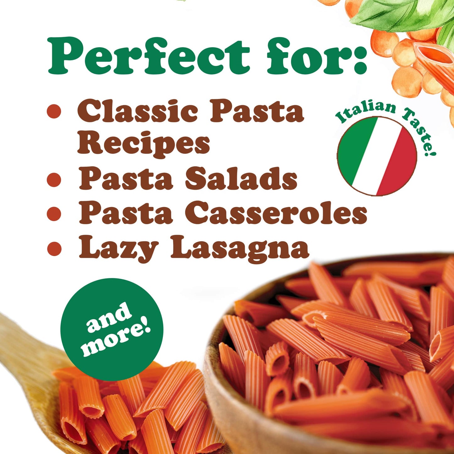 Organic Red Lentil Penne Pasta, 8.8 OZ – Non-GMO, Single Ingredient.  Vegan. Made in Italy.