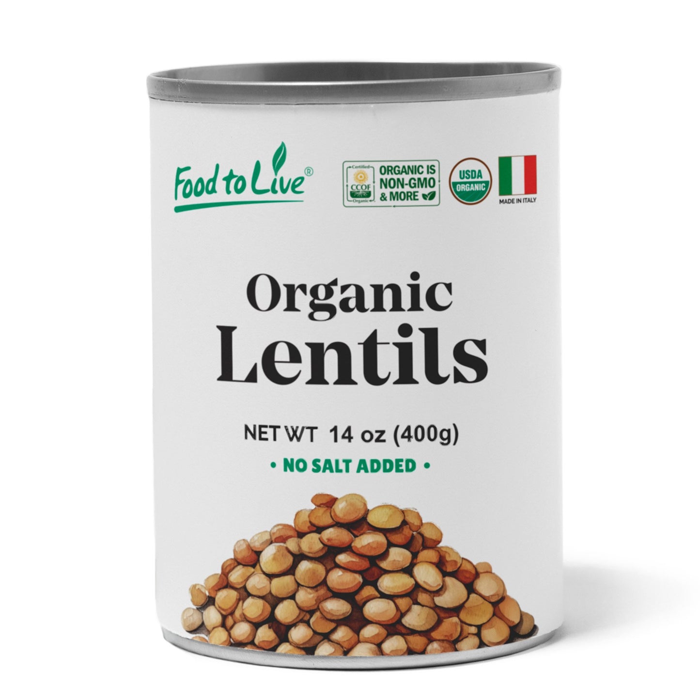 Organic Canned Lentils – Unsalted, Non-GMO, Vegan – by Food to Live