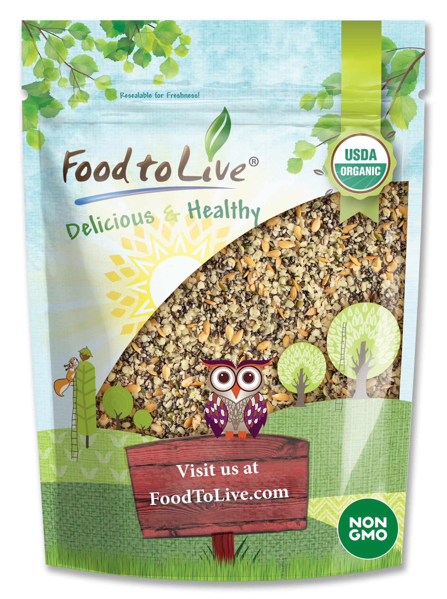 Organic Chia, Flax, and Hemp Seeds Mix – A Non-GMO Blend of Seeds, Vegan, Bulk