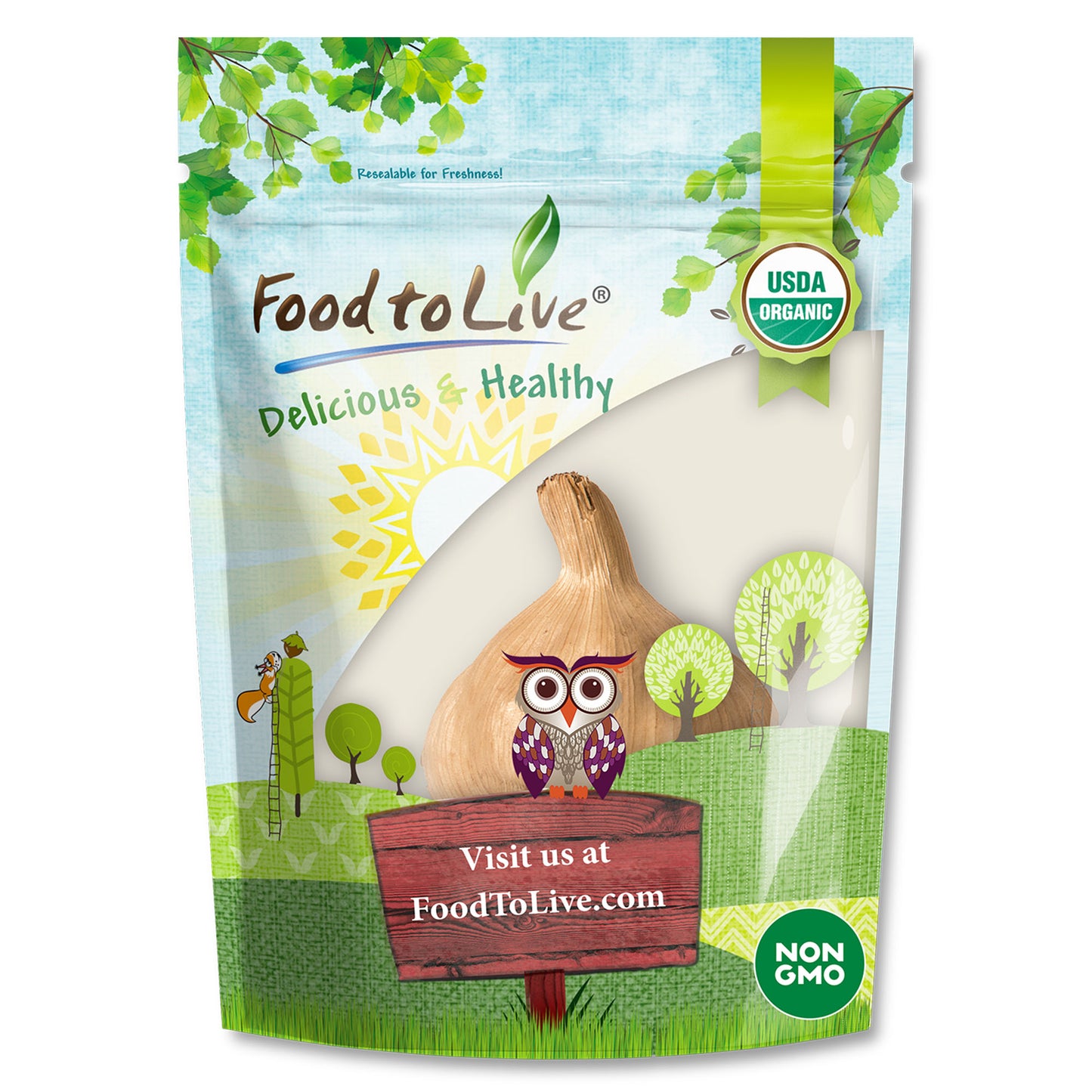 Organic Black Garlic, 30 g - Whole Bulb Produced by Natural Fermentation - by Food to Live