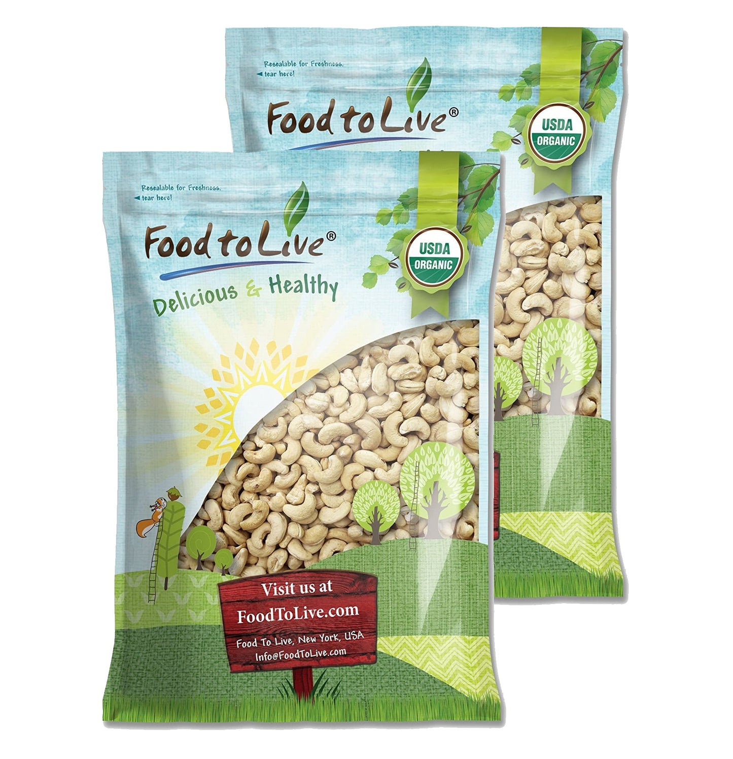 Organic Cashews - Whole, Size W-320, Unsalted - by Food To Live