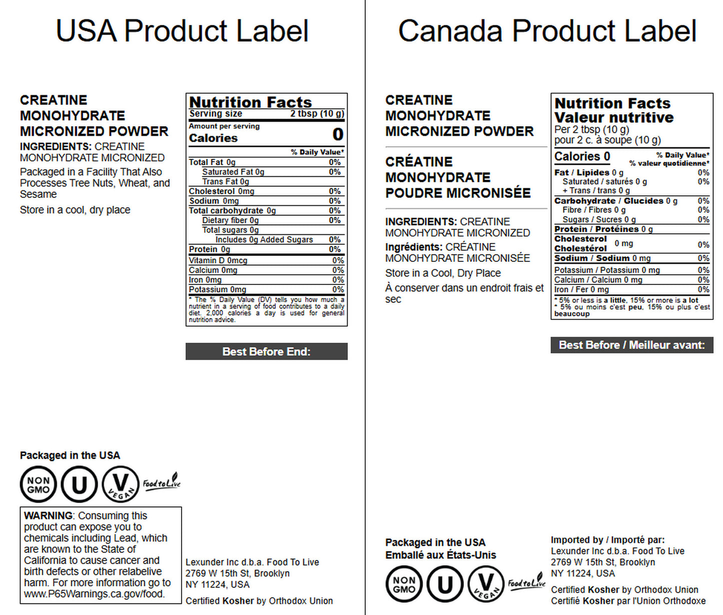 Creatine Monohydrate Micronized Powder – by Food to Live