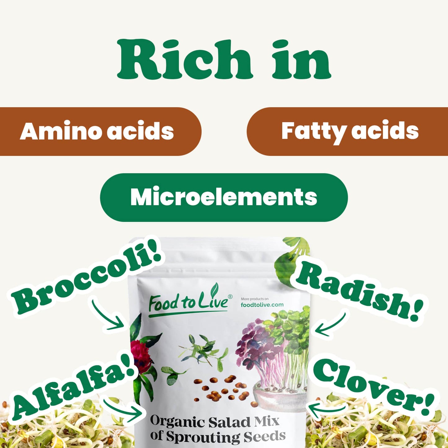 Organic Salad Mix of Sprouting Seeds - by Food To Live