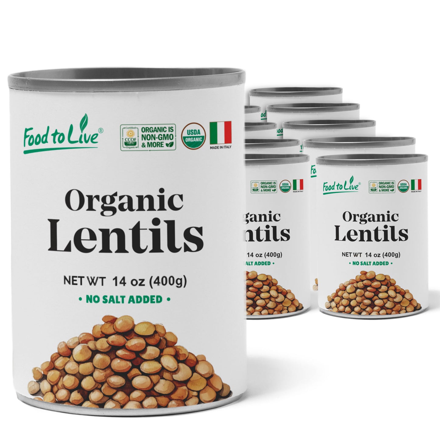 Organic Canned Lentils – Unsalted, Non-GMO, Vegan – by Food to Live