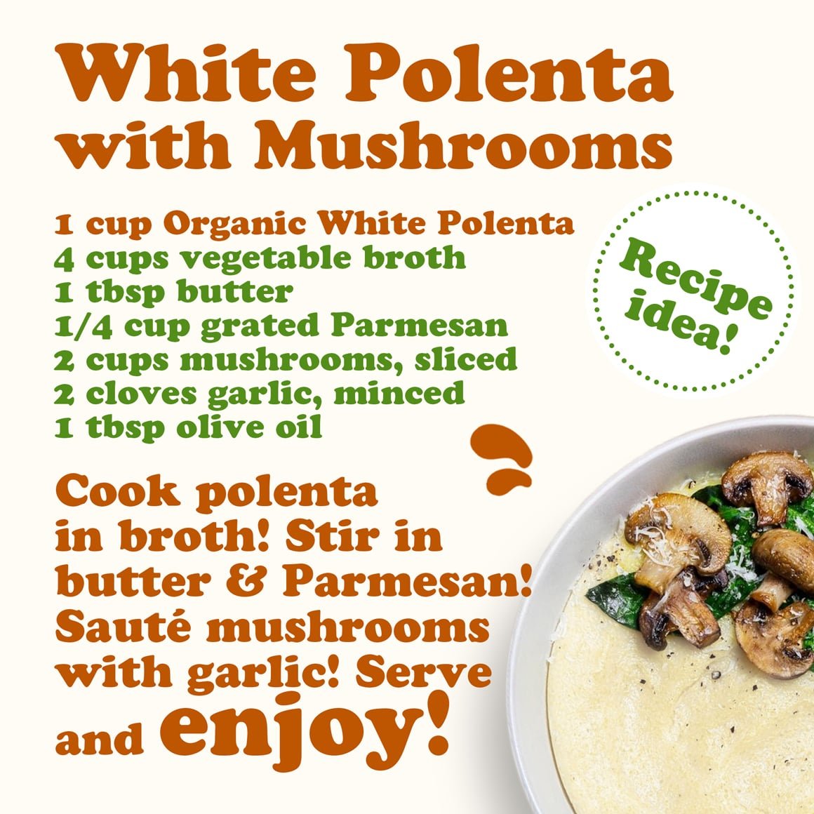 Organic White Polenta - by Food To Live