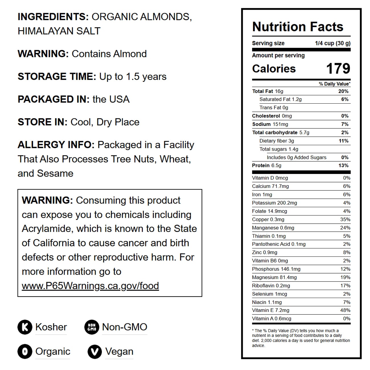 Organic Toasted and Salted Blanched Sliced Almonds - by Food To Live