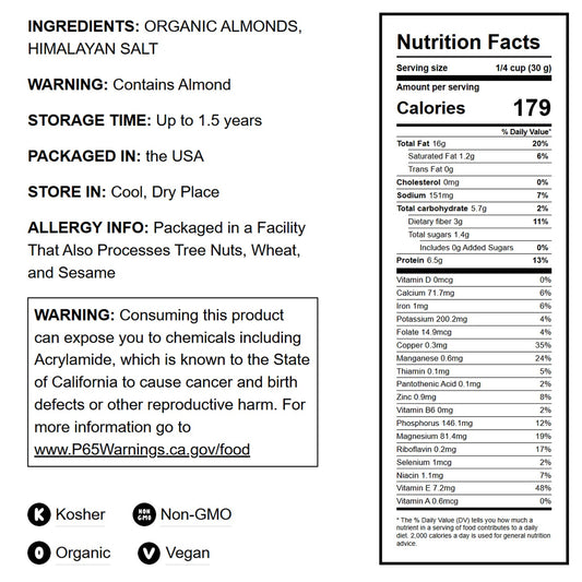 Organic Toasted and Salted Blanched Sliced Almonds - by Food To Live